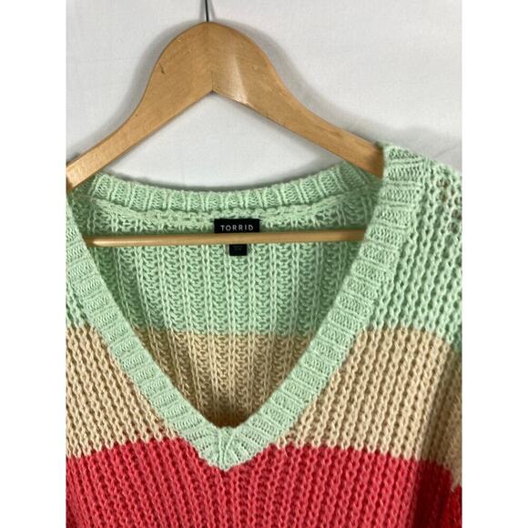 Torrid Multi Stripe Pullover Knit Sweater Size 1 / 1x - Picture 6 of 8